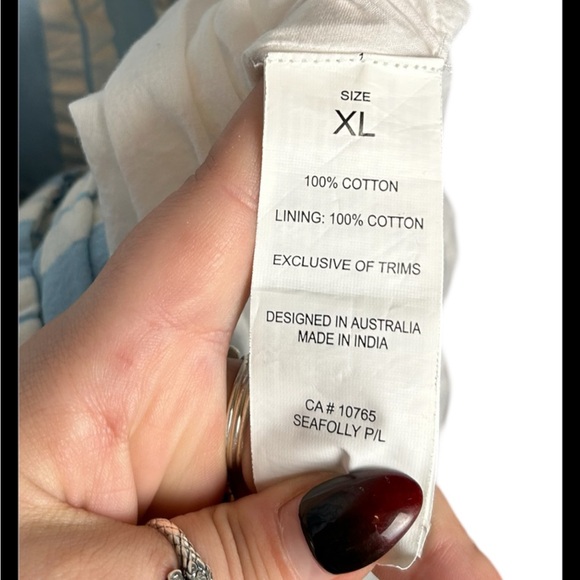Anthropologie Seafolly Cabana Stripe Tier Maxi Dress Blue White Size XL - Picture 6 of 6
